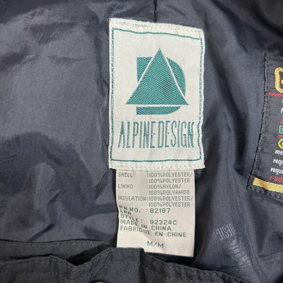 Vintage Alpine Design Gore-Text Ski Pants Men's Medium Black Fleece Lined Snow - Picture 13 of 15